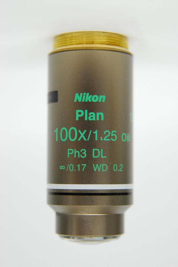 Used Nikon Plan 100x/1.25 Oil Ph3 DL Infinity ∞/0.17 WD 0.2 100x Microscope Objective