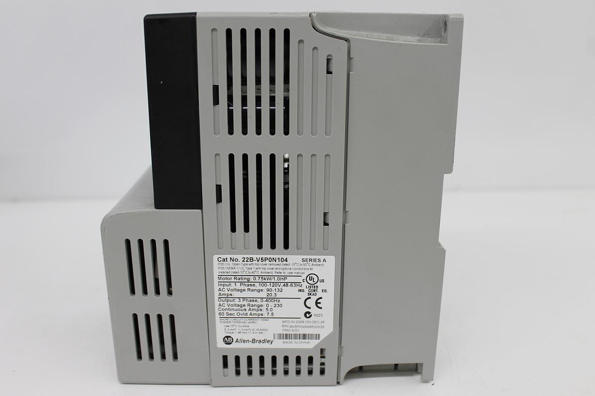 Used Allen Bradley 22B-V5P0N104 PowerFlex 40 Variable AC Drive 120V 1PH Input