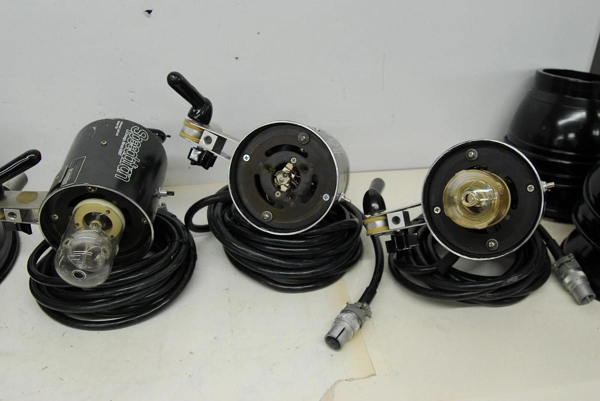 Used Speedotron Model 102 Flash Heads W/ Accessories - Lot of 3