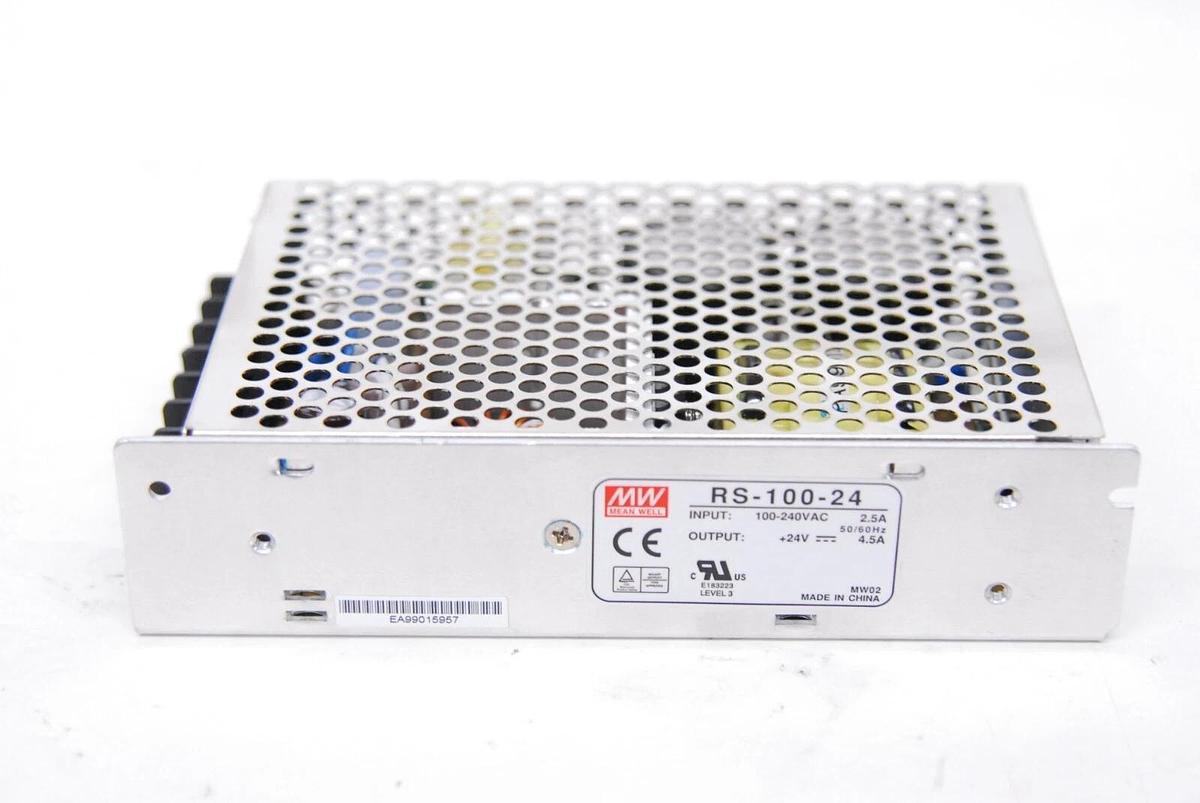 Used Mean Well RS-100-24 Power Supply 100-240VAC 24V 4.5A