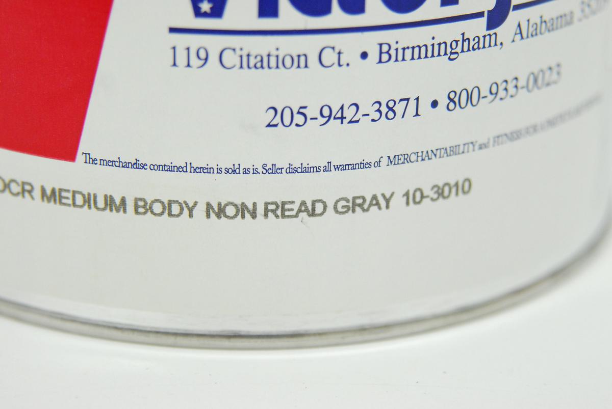Used Victory Ink 10-3010 Non-Read Gray Lithographic OCR Medium Body Ink (5.25 lb. Can, Oil Base)