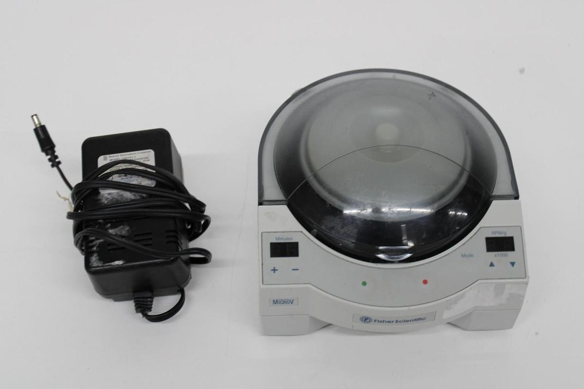 Used Fisher Scientific MicroV Microcentrifuge 7200G w/ Power Supply and Rotor