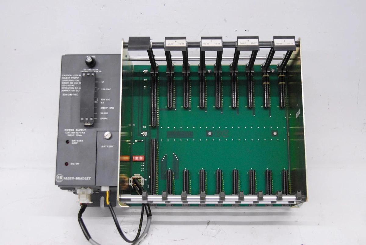 Used Allen-Bradley 1771-PA Power Supply W/ 1771-AB I/O Chassis