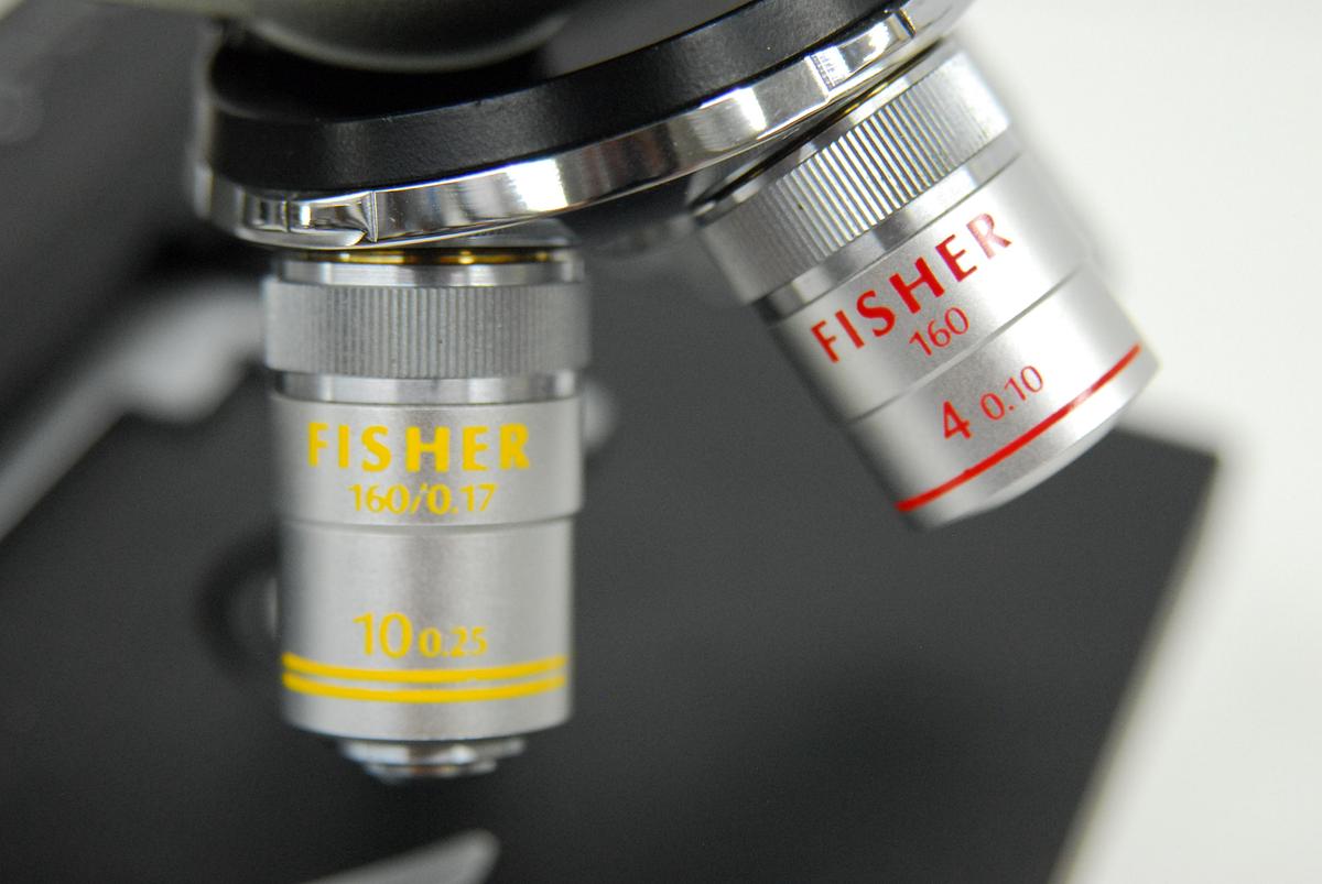 Used Fisher Scientific Micromaster Model E Microscope W/ 4/10/40/100x Objectives
