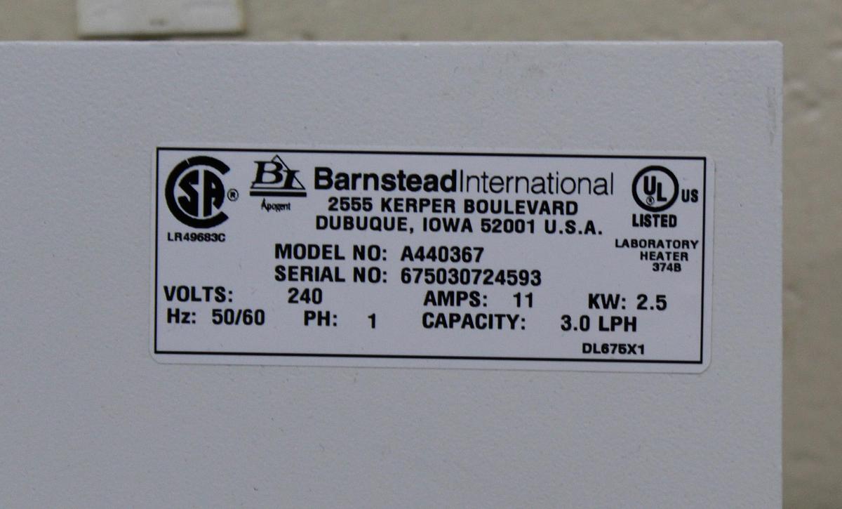 Used Thermo Scientific Barnstead MegaPure MP-3A A440367 Glass Still Water Purification System 240V w/ Collection System