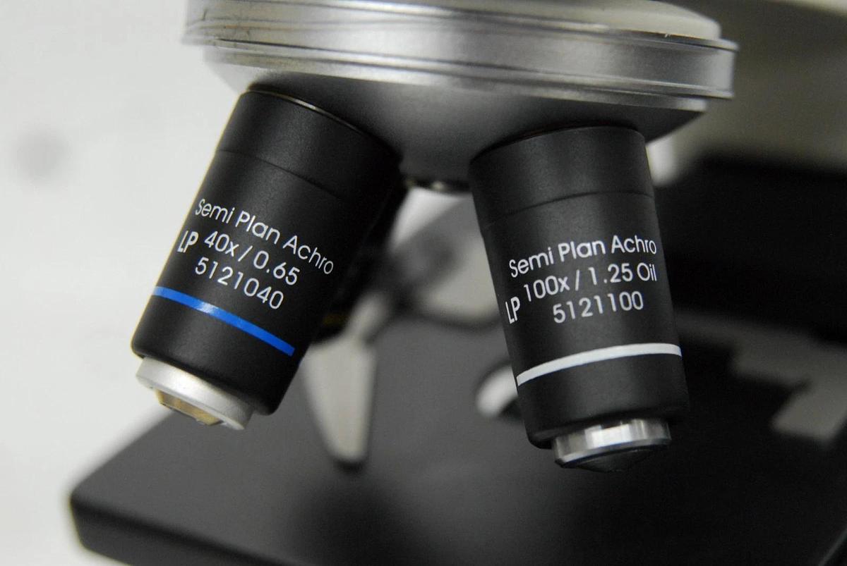 Used Labomed CX L Binocular Microscope W/ 4/10/40/100x Semi Plan Achro Objectives