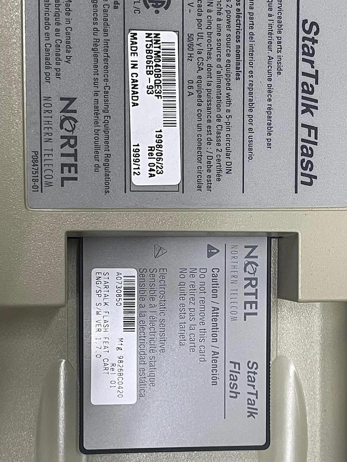 Used Norstar NT5B06EB-93 StarTalk Flash with A0730850 StarTalk Card and Power Adapter
