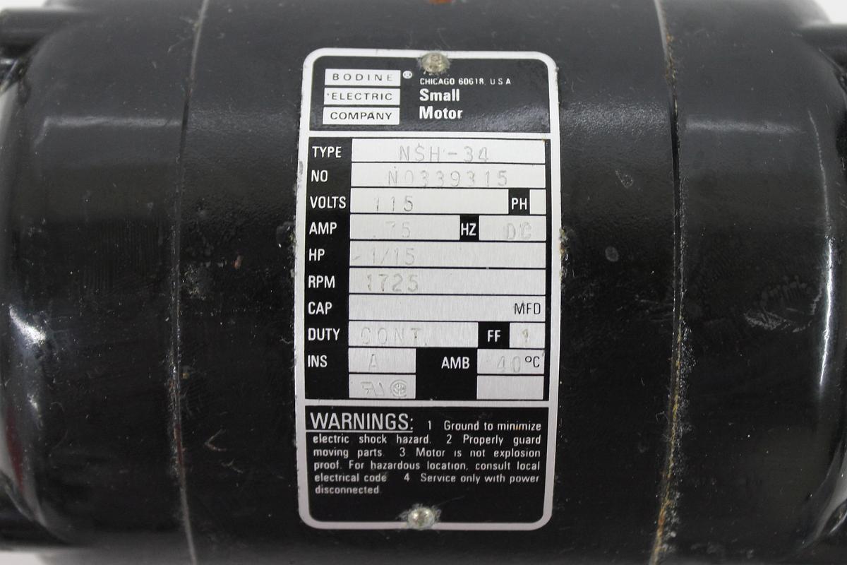Used Bodine Electric DC Motor NSH-34 115V .75A 1725rpm