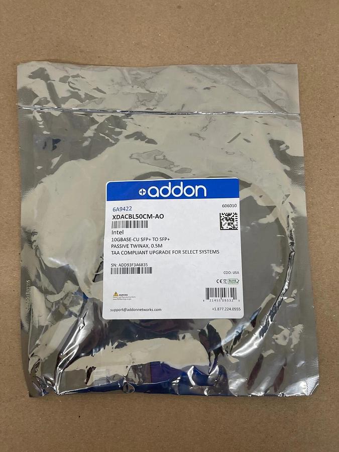 Used AddOn XDACBL50CM-AO Intel 10GBase-CU SFP+ to SFP+