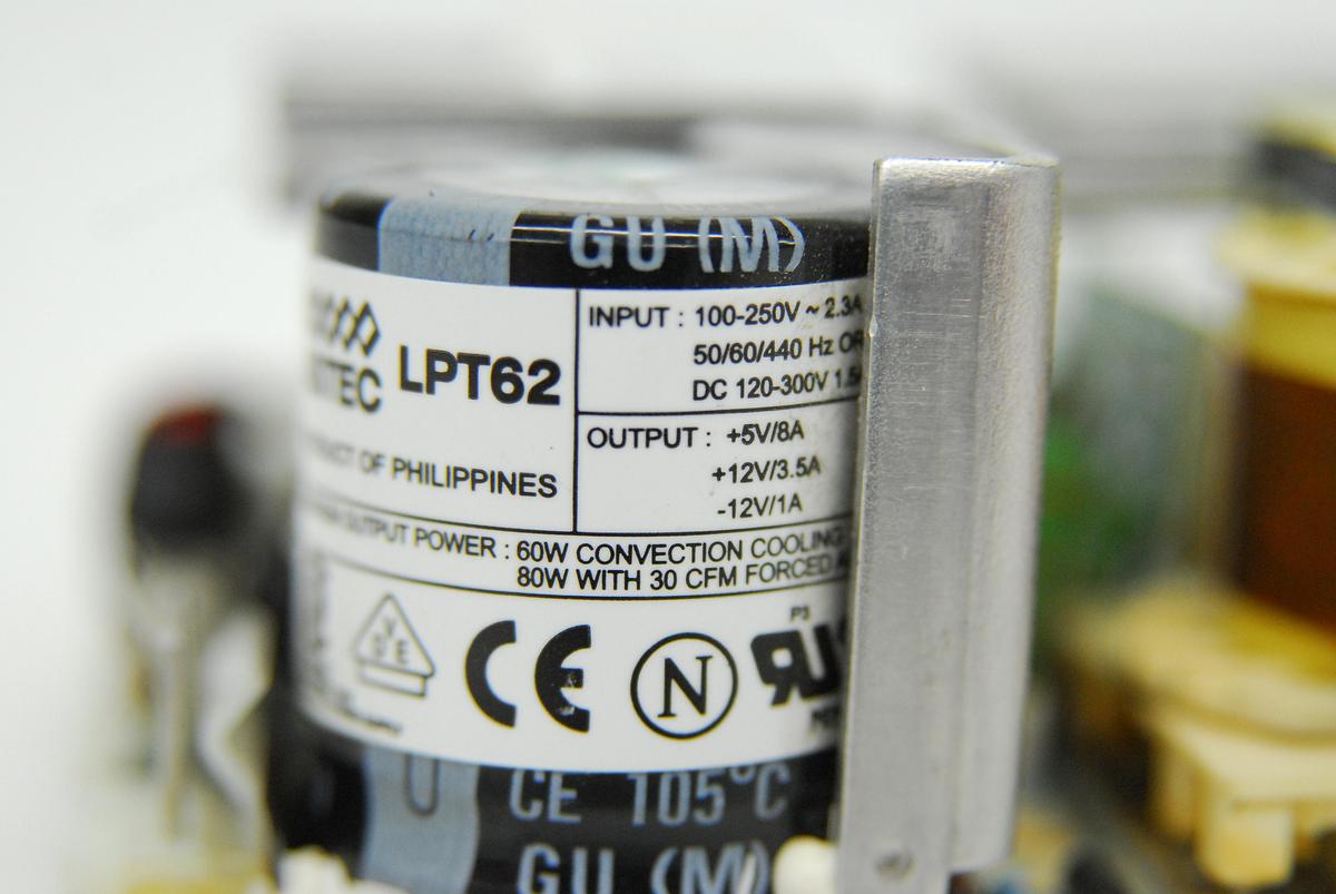 Used Astec LPT62 60W Triple Output Power Supply (+5V,8A/+12V,3.5A/-12V,1A)