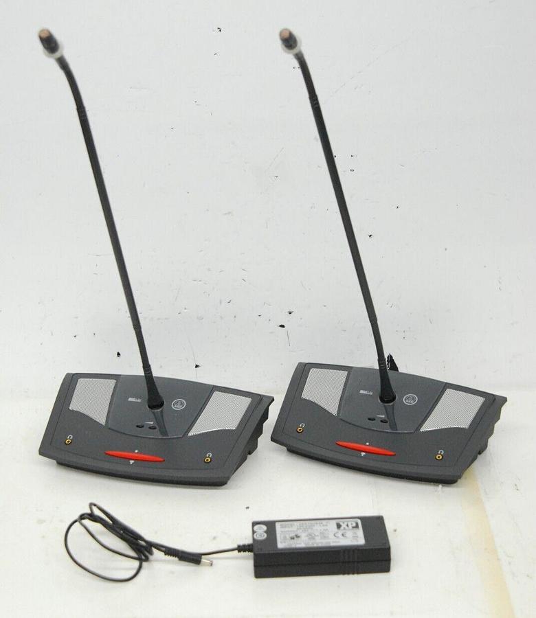 Used AKG CS5 DU Conference Delegate Base Unit W/ Microphone, 1x AC Adapter - Lot of 2