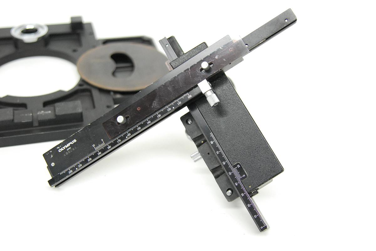 Used Olympus IMT2-SP Stage with Insert, Mechanical XY Click-Stop Attachment
