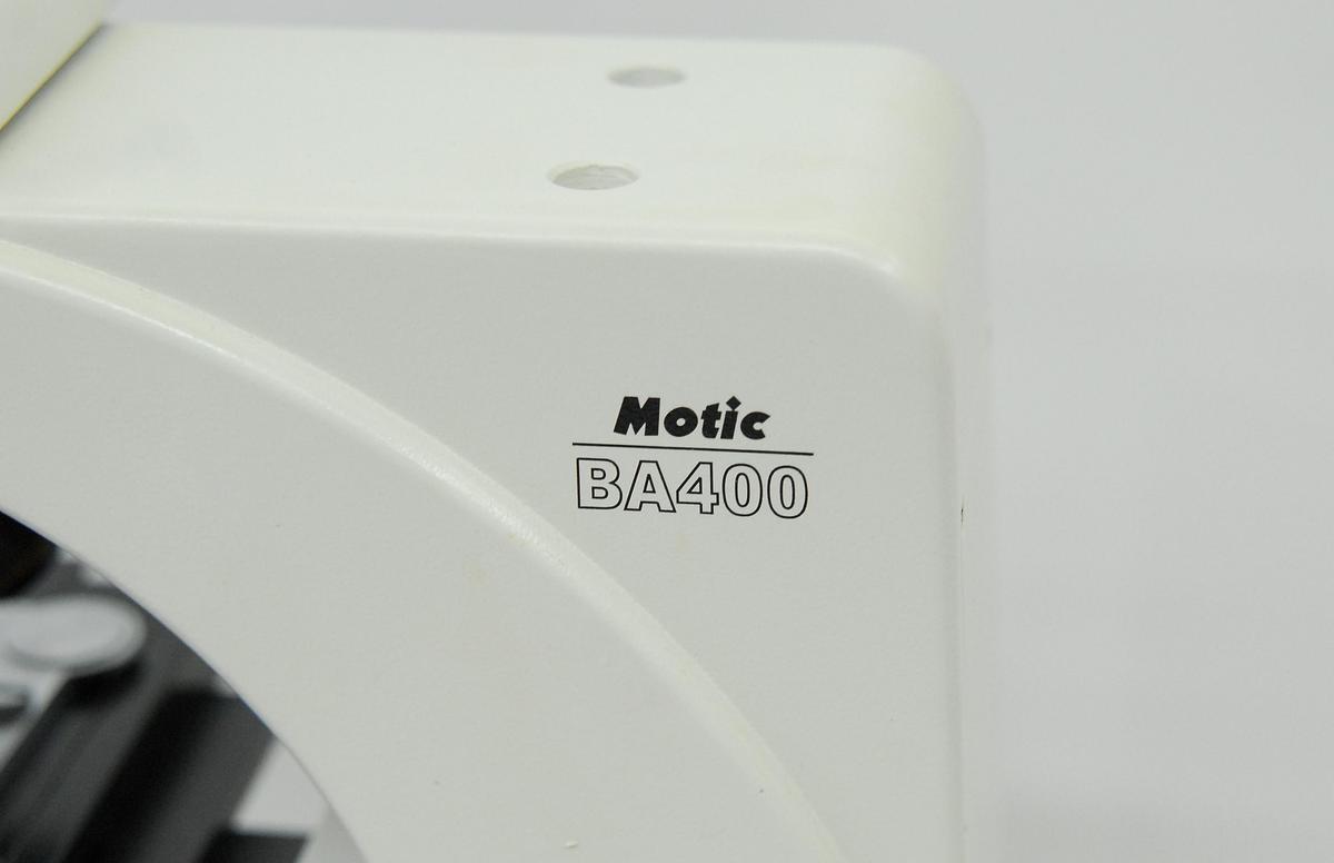 Used Motic BA400 Trinocular Phase Contrast Microscope W/ Plan 10/20/40/100 Objectives