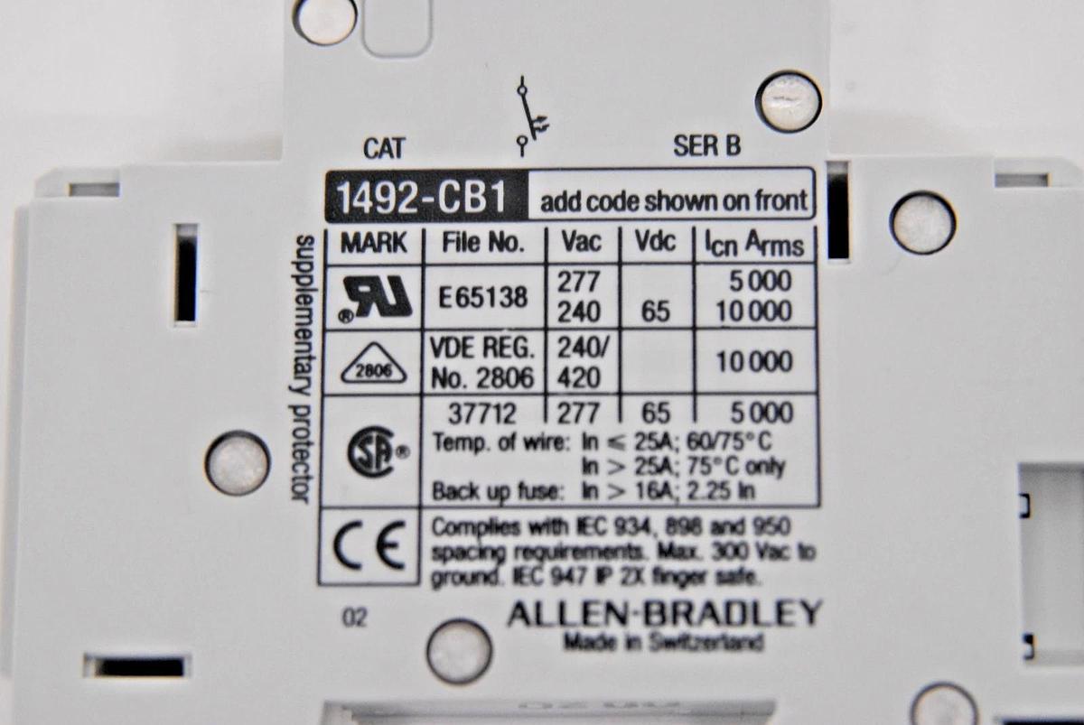 Used Allen-Bradley 1492-CB1 G040 4A Single-Pole DIN Rail Circuit Breaker