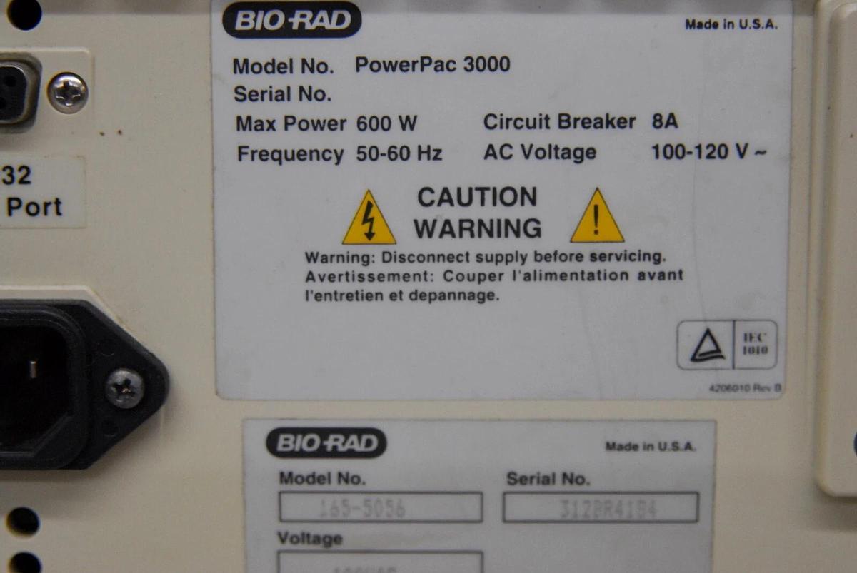 Used BIO-RAD Power Pac 3000 Electrophoresis Power Supply  (165-5056) - Lot of 2