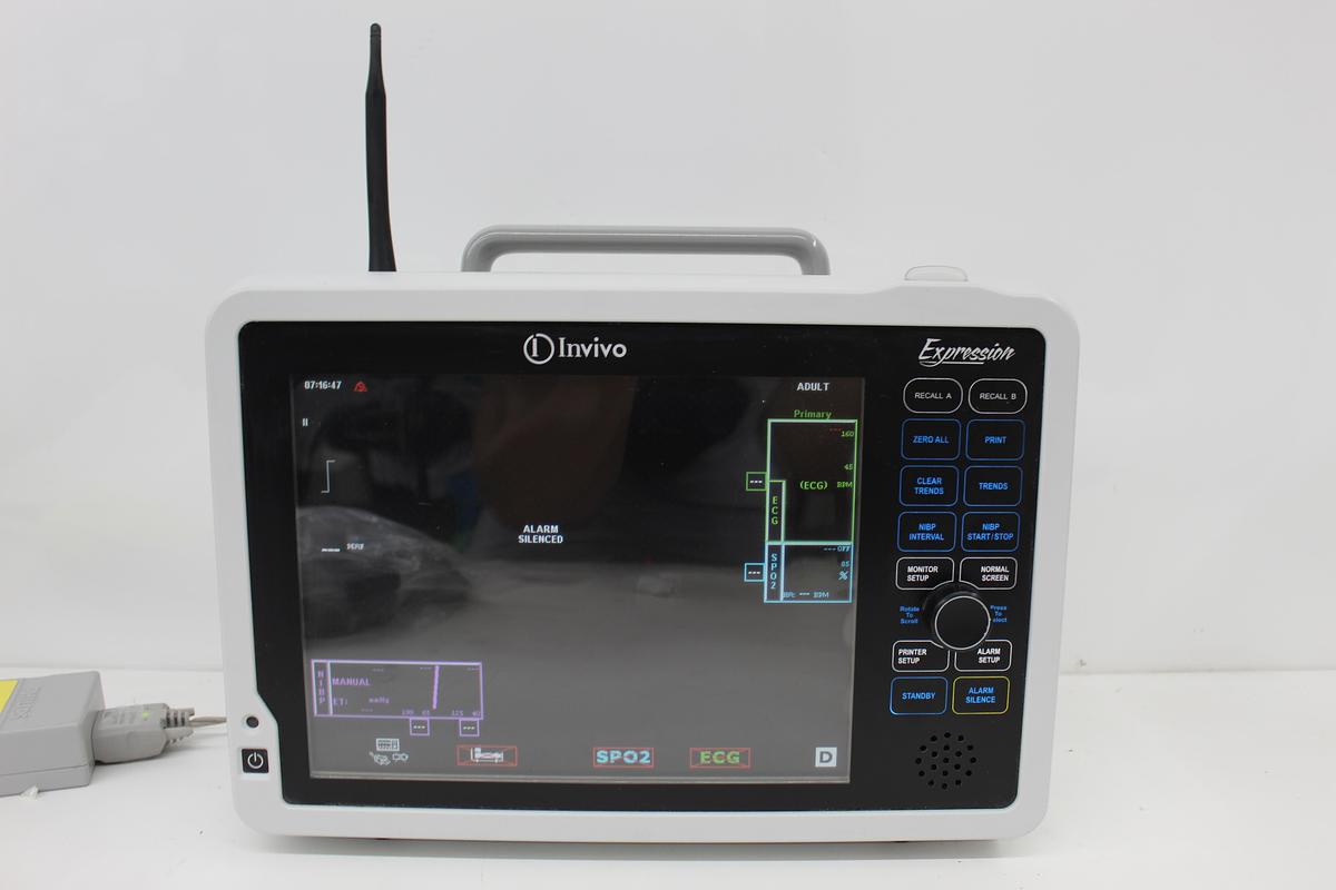 Used Invivo Expression 865214 MRI Patient Monitor w/ Power Supply