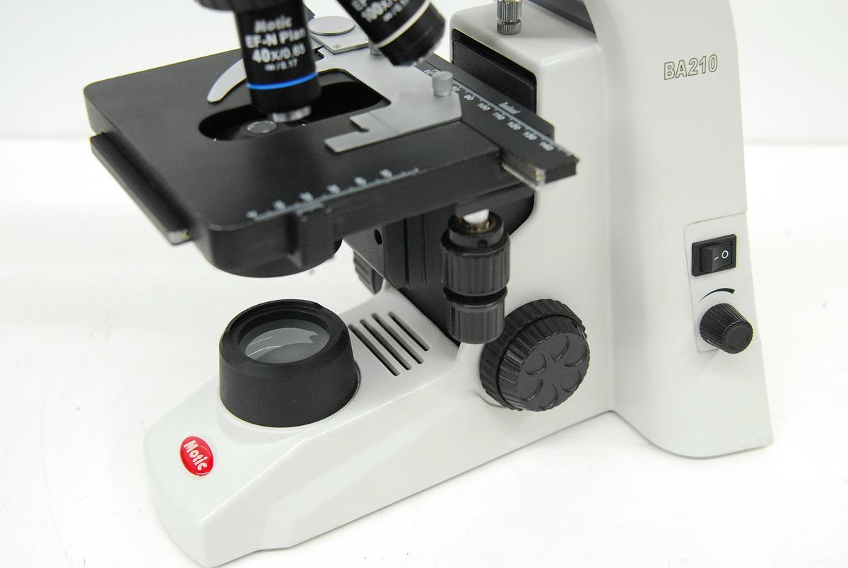 Used Motic BA210 Binocular Microscope W/ EF-N Plan 4/10/40/100 Objectives