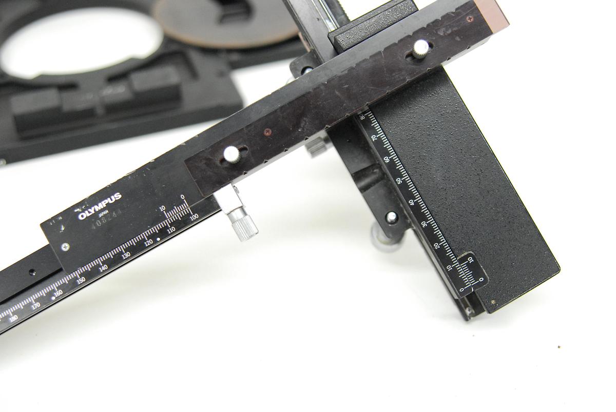 Used Olympus IMT2-SP Stage with Insert, Mechanical XY Click-Stop Attachment