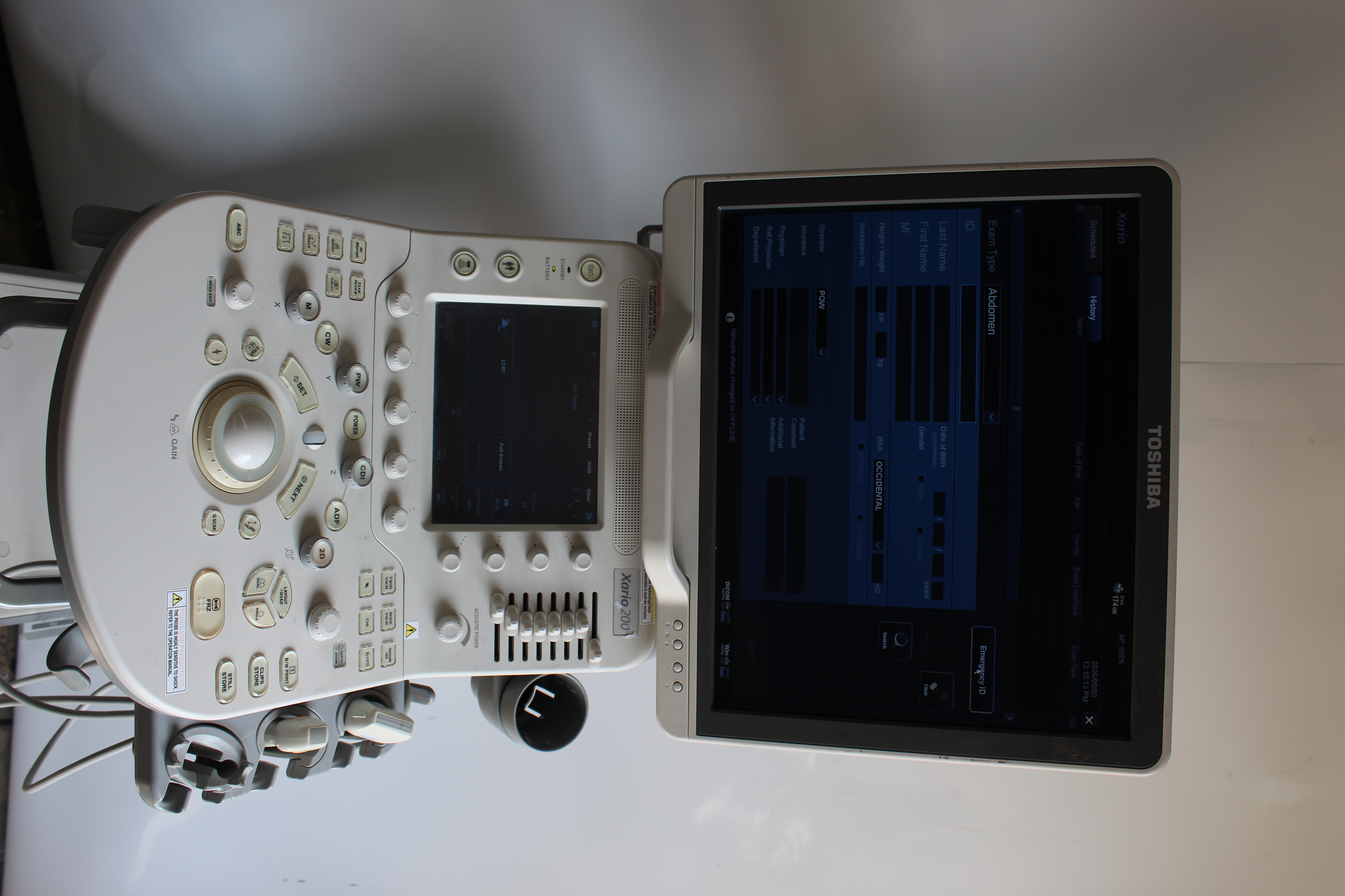 Used Toshiba Xario 200 Ultrasound TUS-X200 w/ 6S3 + 18L7 Probes