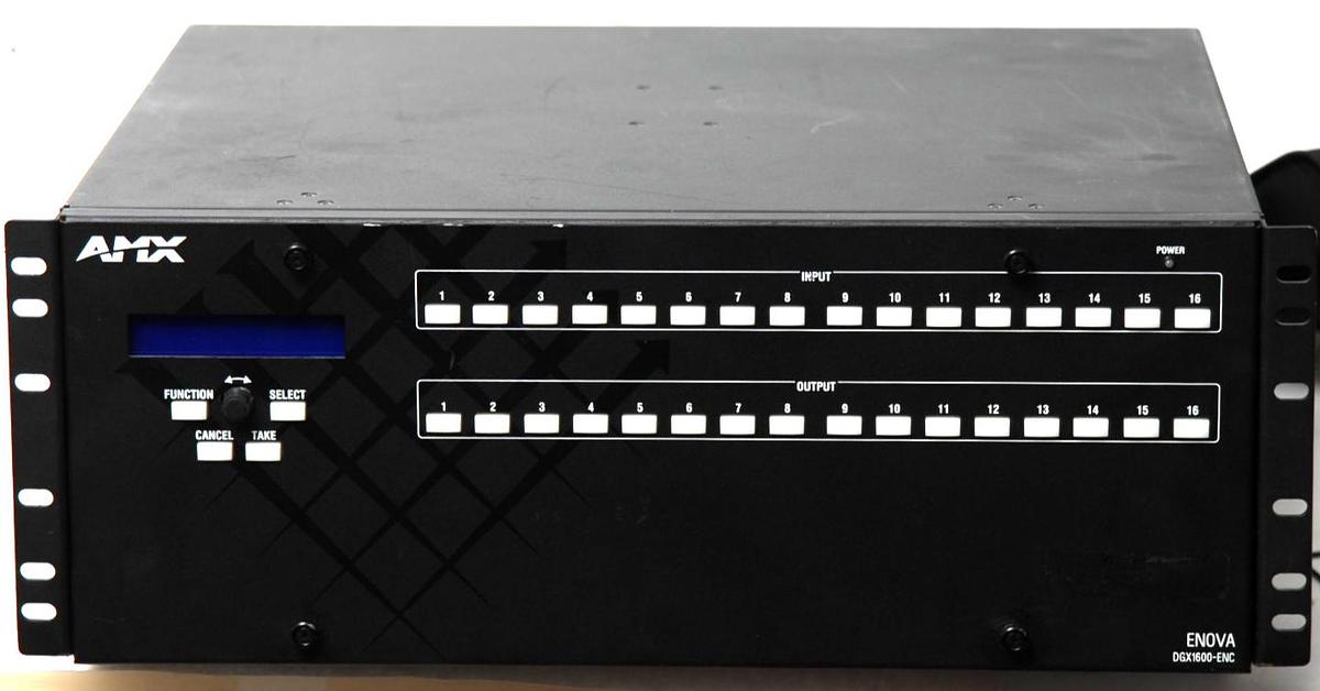 Used AMX Enova DGX1600-ENC Digital Media Switcher With 3 DGX-I-DXL,4 DGX-I-HDMI Cards