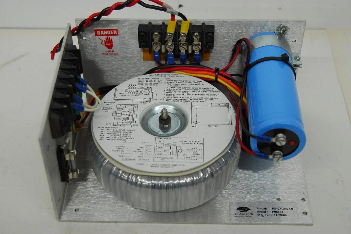 Used Animatics PS42V20A-OF Power Supply (IN: 110/220VAC, OUT: 48VDC @ 20AMP)