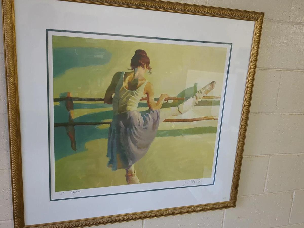Used John Asaro "Warming Up" Artist Proof Signed Numbered Framed, Ballet