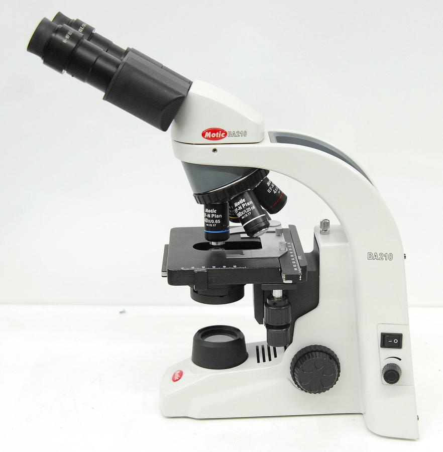 Used Motic BA210 Binocular Microscope W/ EF-N Plan 4/10/40/100 Objectives