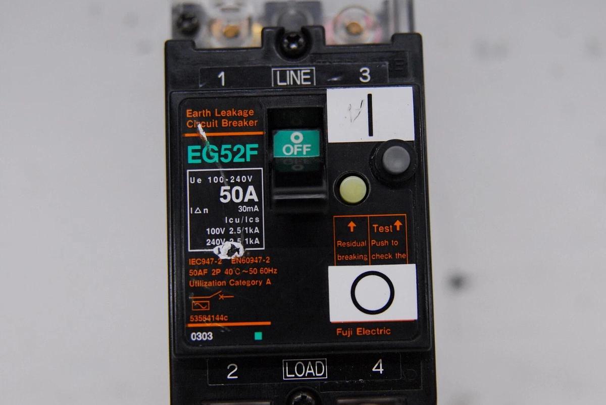 Used Fuji EG52F 2P 50A 30mA Earth Leakage Circuit Breaker