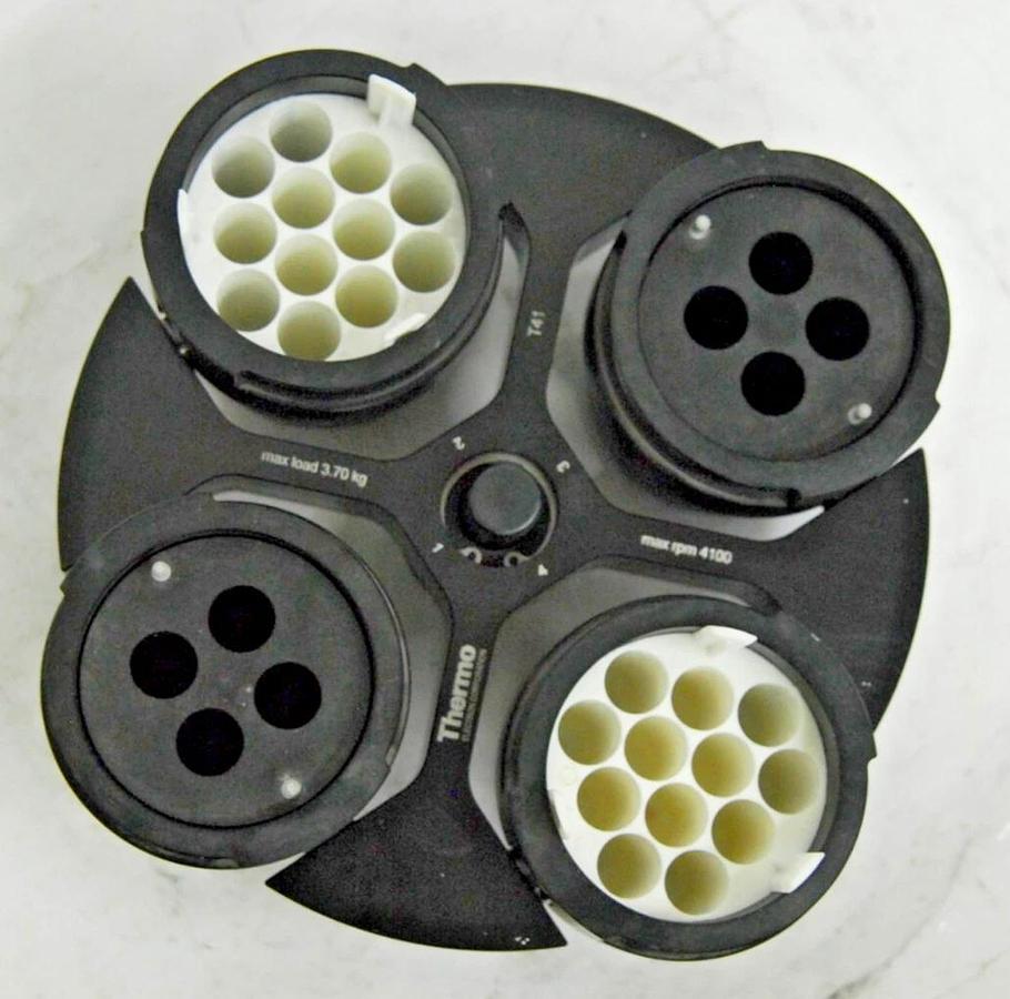 Used Thermo T41 51231105 Centrifuge Rotor 4100RPM 3.70kg W/ 4 Buckets, 4 inserts
