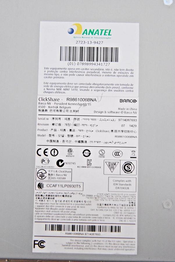 Used Barco R9861006BNA ClickShare CSC-1 Wireless Presentation System Base Unit