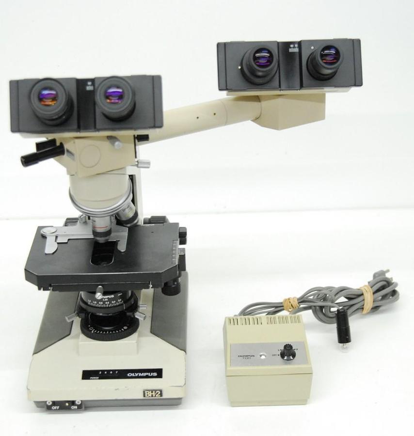 Used Olympus BH-2 BHUT Dual Viewing Teaching Microscope W/ D Plan Objectives