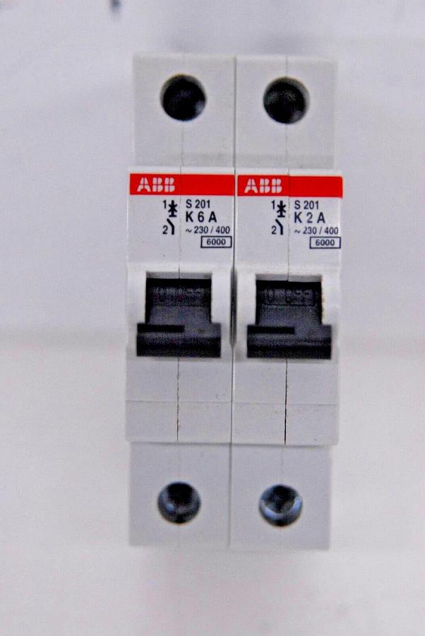 Used ABB S 201 K 6 A GB14048.2 Circuit Breaker - Lot of 2