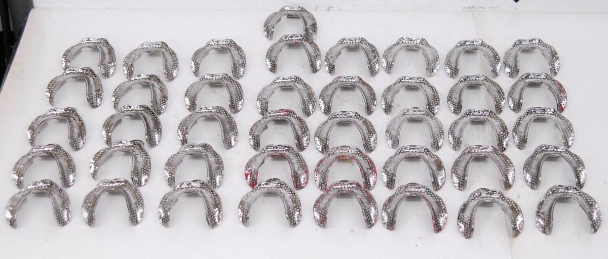 Used CG COE L-4-O Metal Impression Tray Individual Ovoid Lowers (Large) - Lot of 41