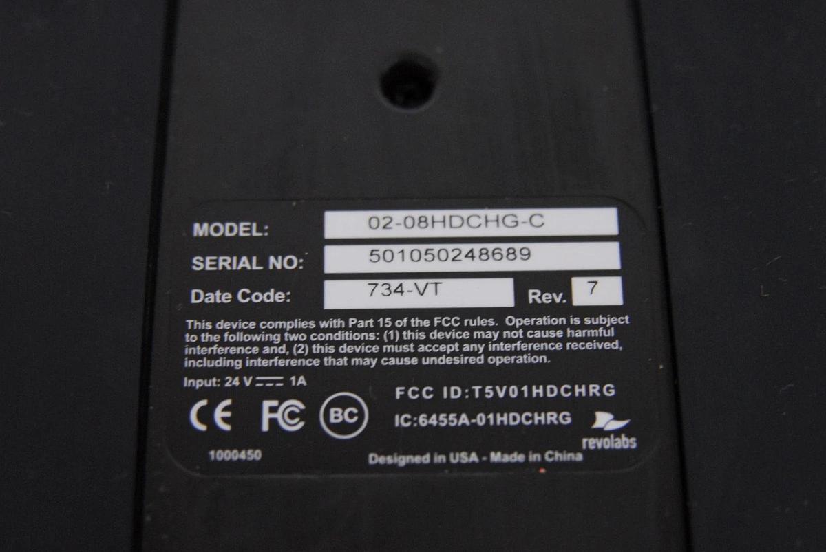 Used Revolabs 02-08HDCHG-C Charging Base W/ 7x 01-HDTBLMIC-OM-11 Microphones