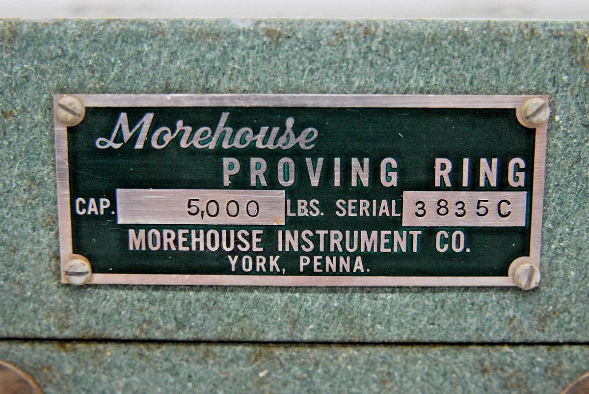 Used Morehouse 5000 LB Capacity Proving Ring W/ Case - Missing Rod