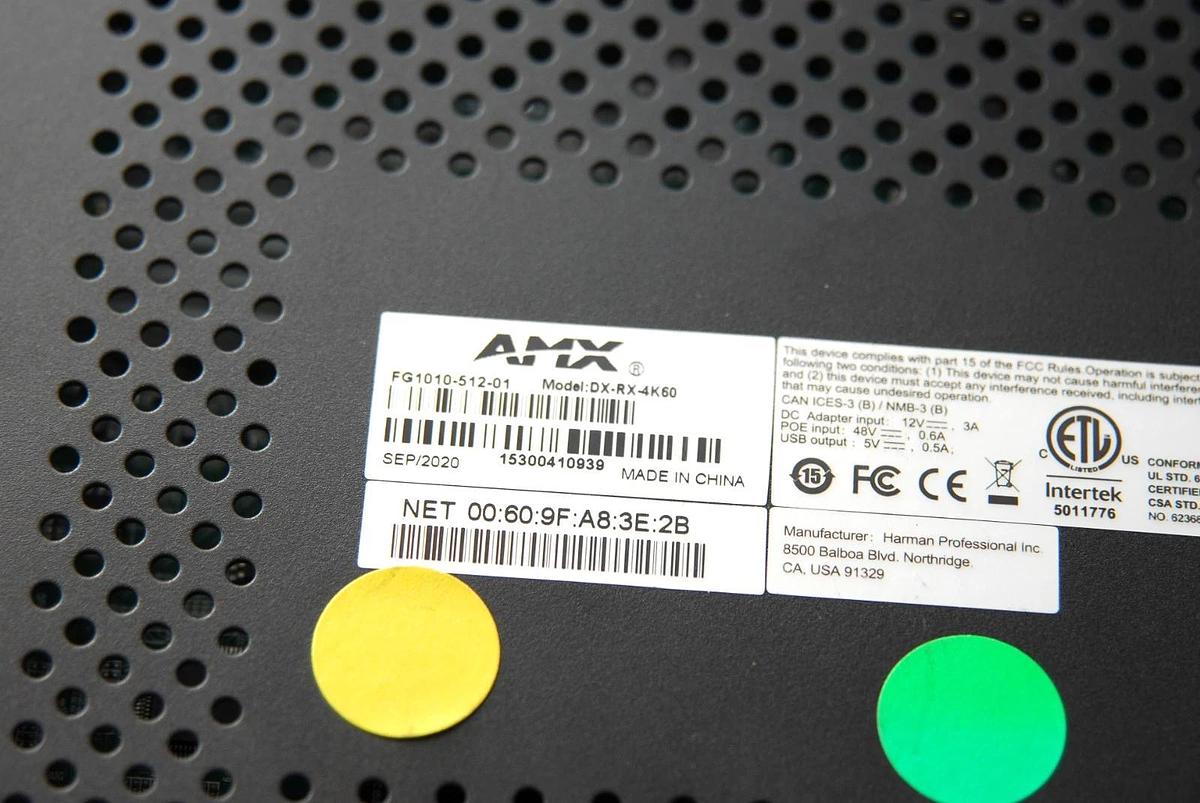 Used AMX FG1010-512-01 DX-RX-4K60 Video Extender Receiver Black