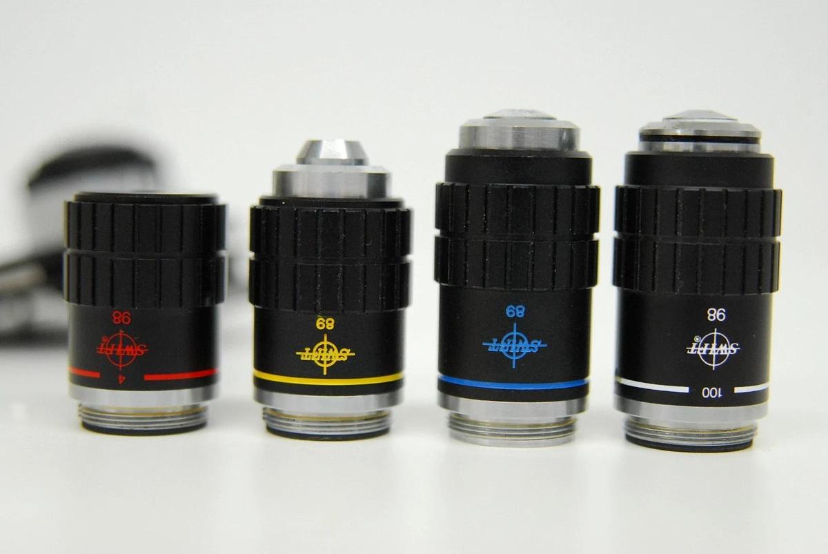 Used Swift 4x/10x Ph/40x Ph DM/ 100x Oil Objective Set W/ Quodmaster 1.25pH Condenser