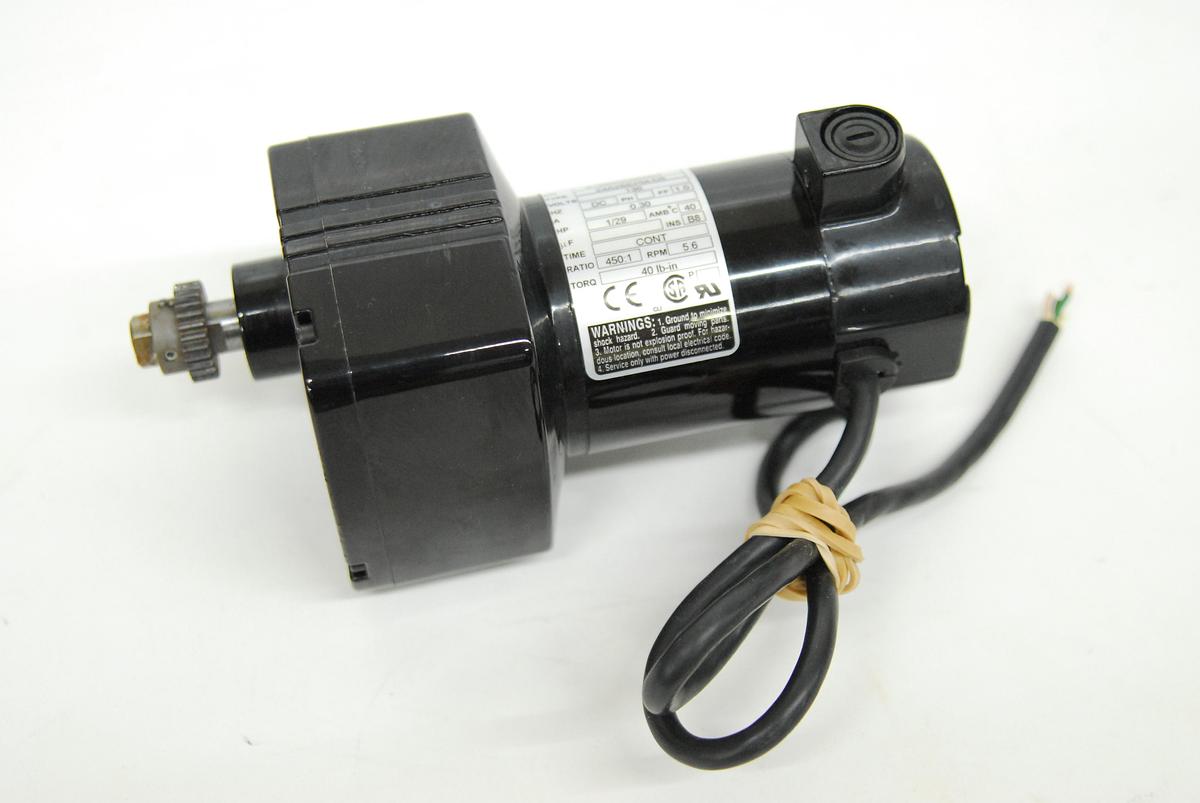 Used Bodine 0199 24A2BEPM-D5 1/29 HP 450:1 Parallel Shaft DC Gearmotor
