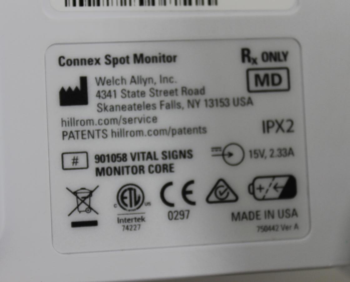 Used Welch Allyn Connex Spot Monitor #901058 w/ Temp Unit and Power Supply