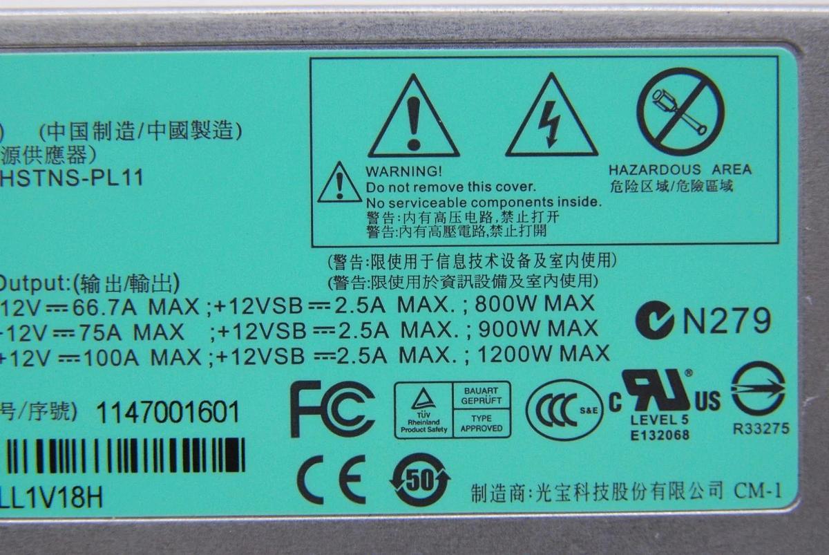 Used HP HSTNS-PL11 438203-001 1200W Hot-Swappable Server Power Supply