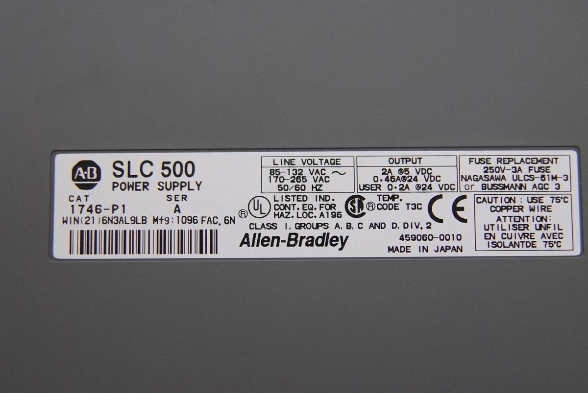 Used AB SLC 500 1746-A4 4-Slot Rack, 1747-L511 CPU, 1746-IA16, 1746-OW16, 1746-P1