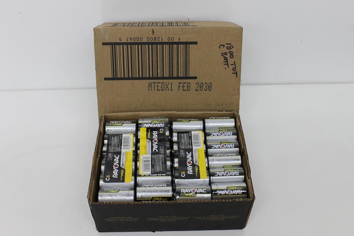 Used RAYOVAC Ultra Pro Industrial Strength Alkaline C Batteries [BOX OF 72] [Exp. 2030]