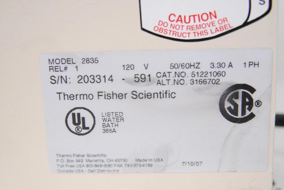 Used Thermo Precision 2835 180 Series Water Bath 12L (51221060)