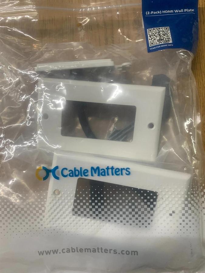 Used Cable Matters White HDMI Wall Plates, Pack of 2 (4K UHD, ARC, and Ethernet)