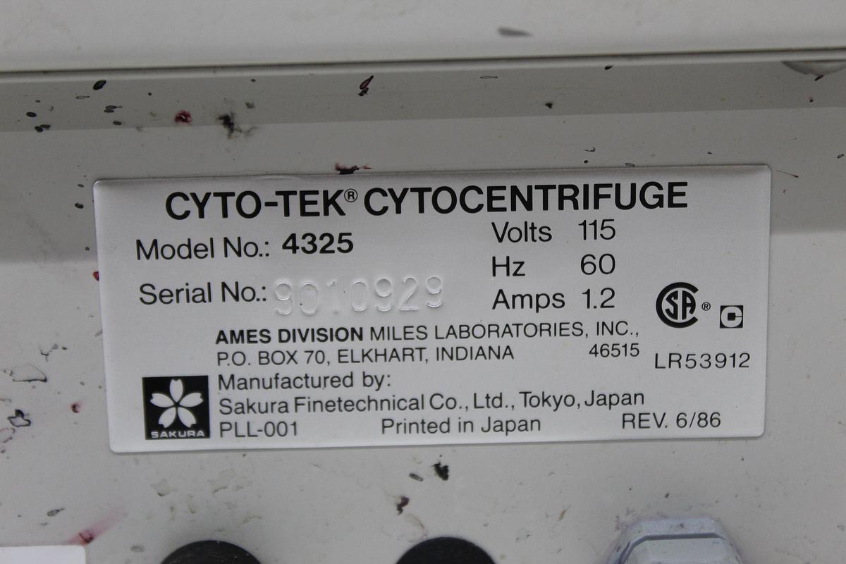 Used Cyto-Tek Cytocentrifuge Model 4325 2500RPM