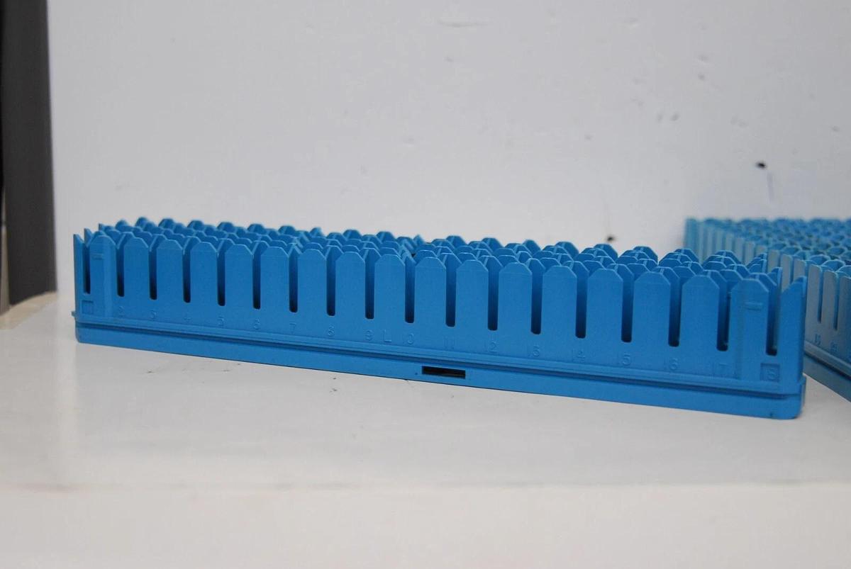 Used Beckman Liquid Scintillation Sample Racks (2x Red, 13x Blue, 9x White) Lot of 24