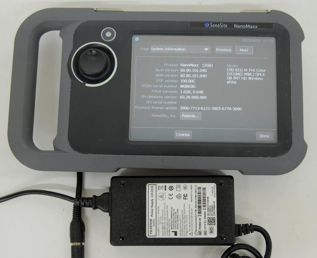 Used FujiFilm SonoSite NanoMaxx P1111-46R Ultrasound System W/ P09823-20 Power Supply