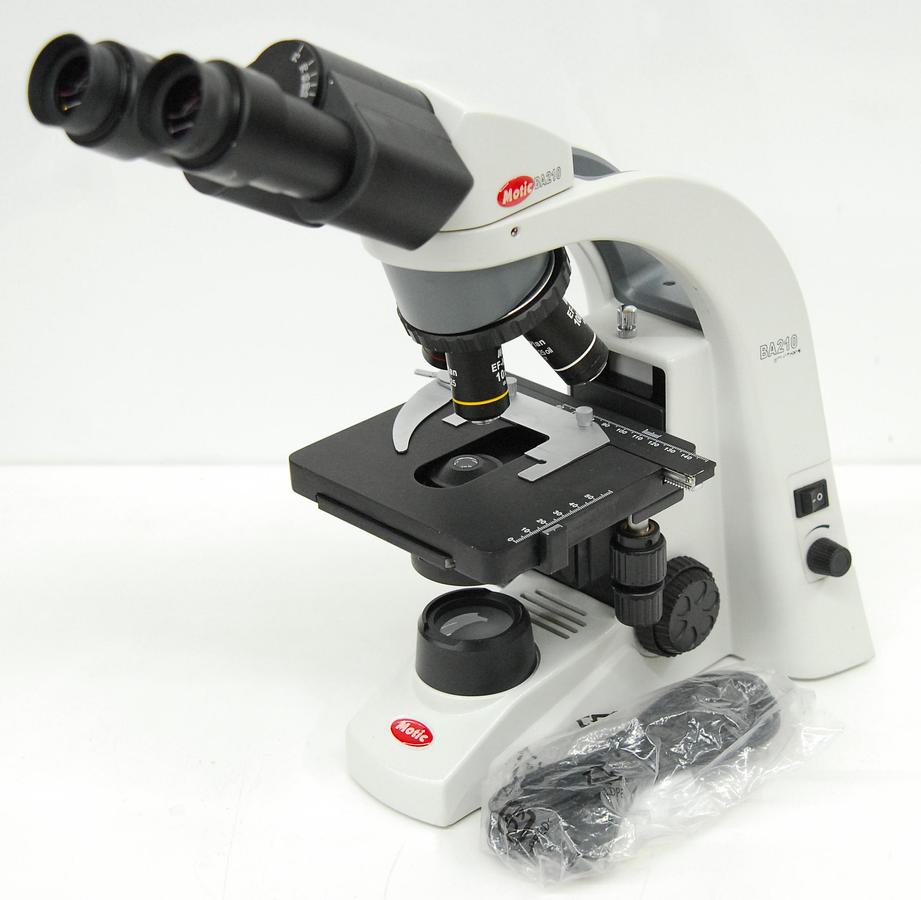 Used Motic BA210LED Binocular Microscope W/ EF-N Plan 4/10/100 Objectives