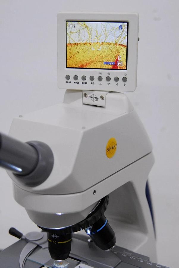 Used Swift M10 Microscope W/ Built in Camera/LCD, 4 Objectives - WORKS GREAT