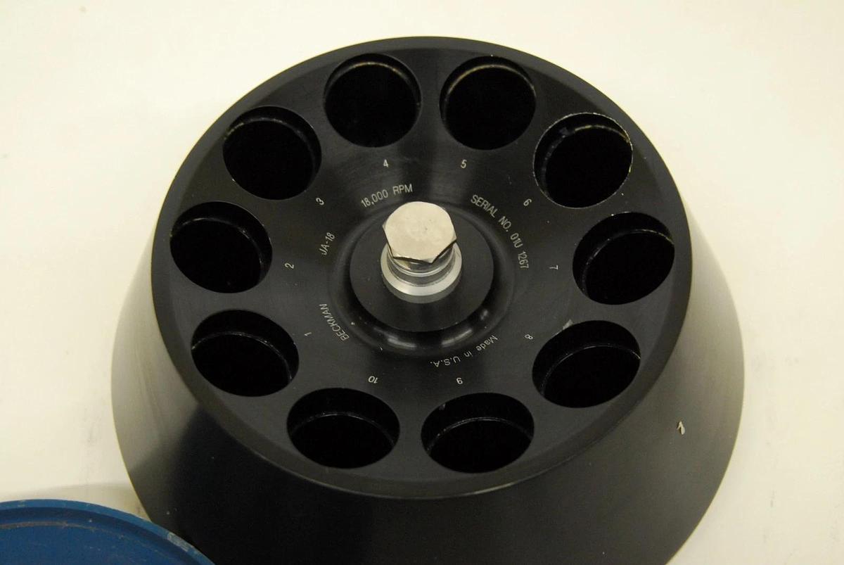 Used Beckman JA-18 Fixed Angle Centrifuge Rotor (10 x 100 mL, 18,000 rpm)